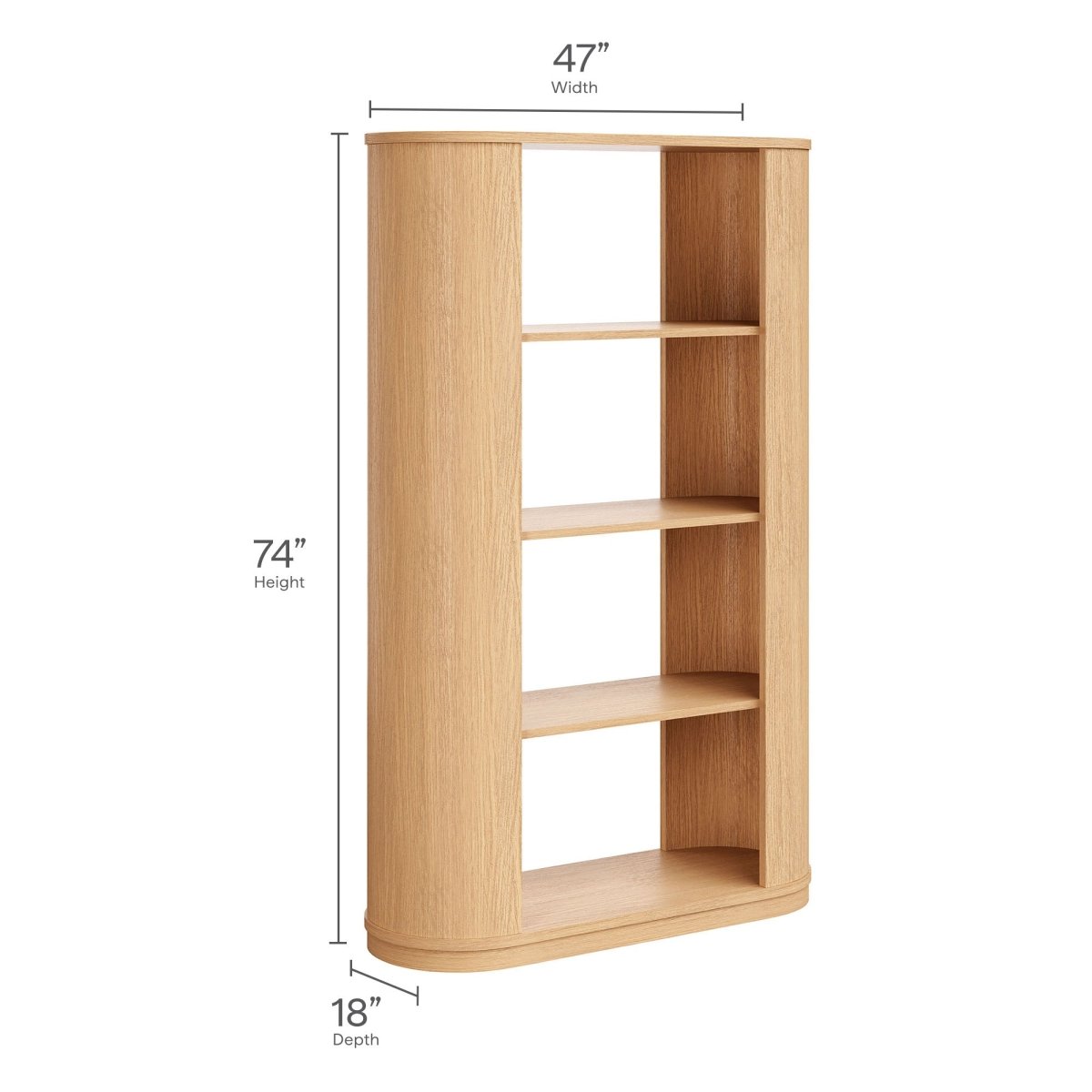 74" Curved Four - Tier Wood Display Bookshelf in Natural - Bookcases available at Alpine Outlets in Denver