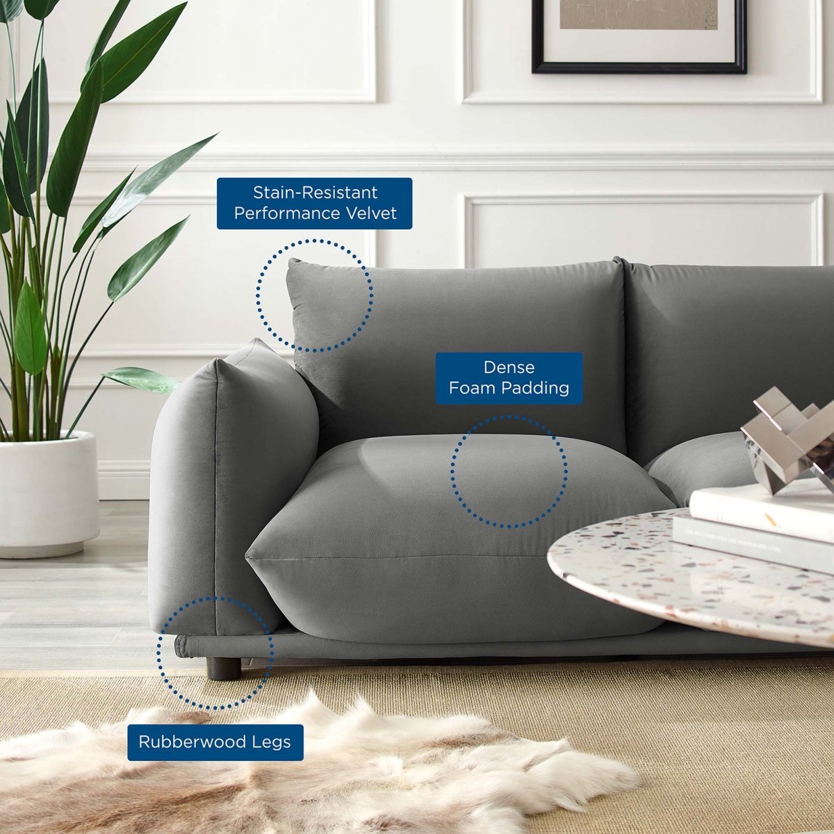 74 - Inch Copious Performance Velvet Overstuffed Loveseat - Loveseats available at Alpine Outlets in Denver