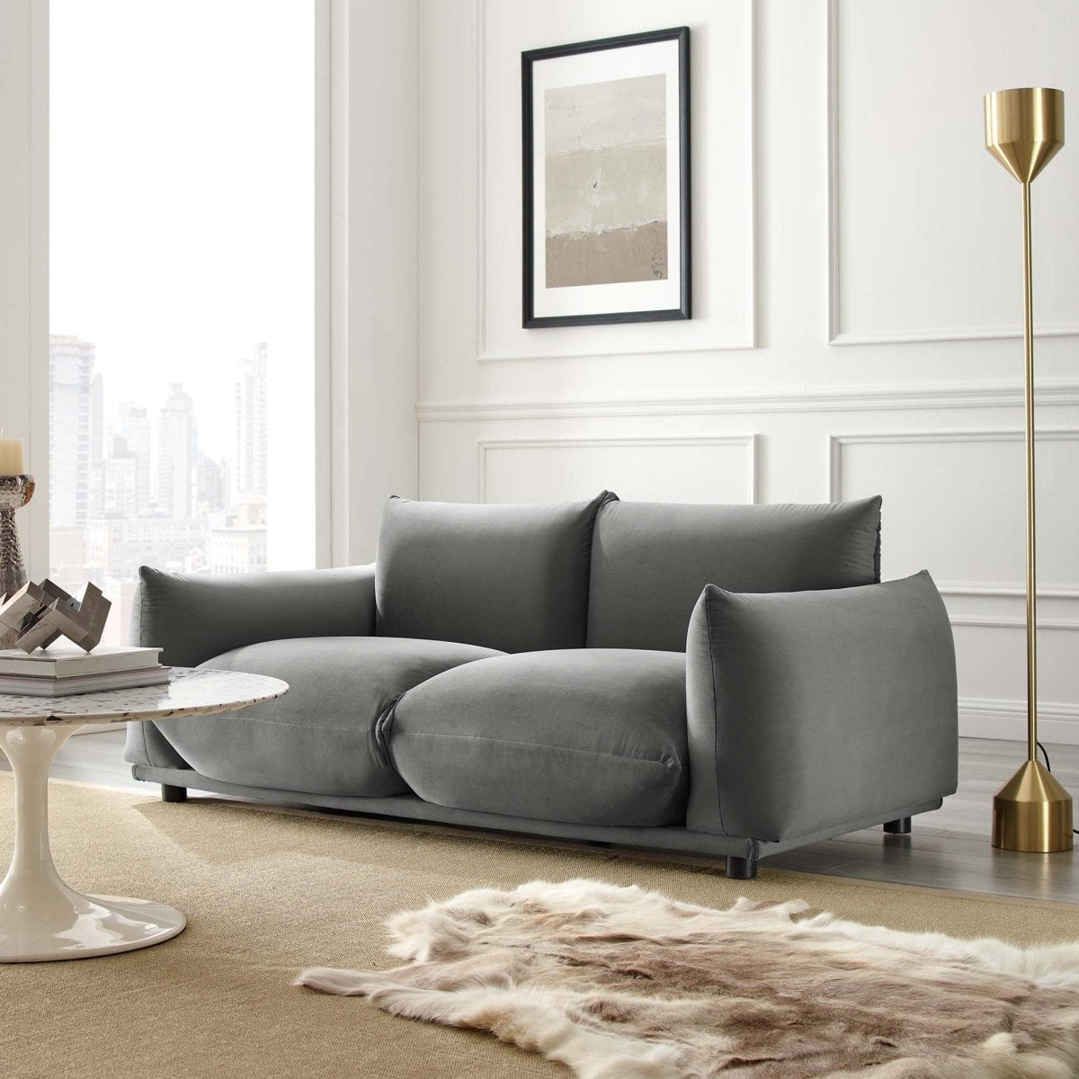 74 - Inch Copious Performance Velvet Overstuffed Loveseat - Loveseats available at Alpine Outlets in Denver