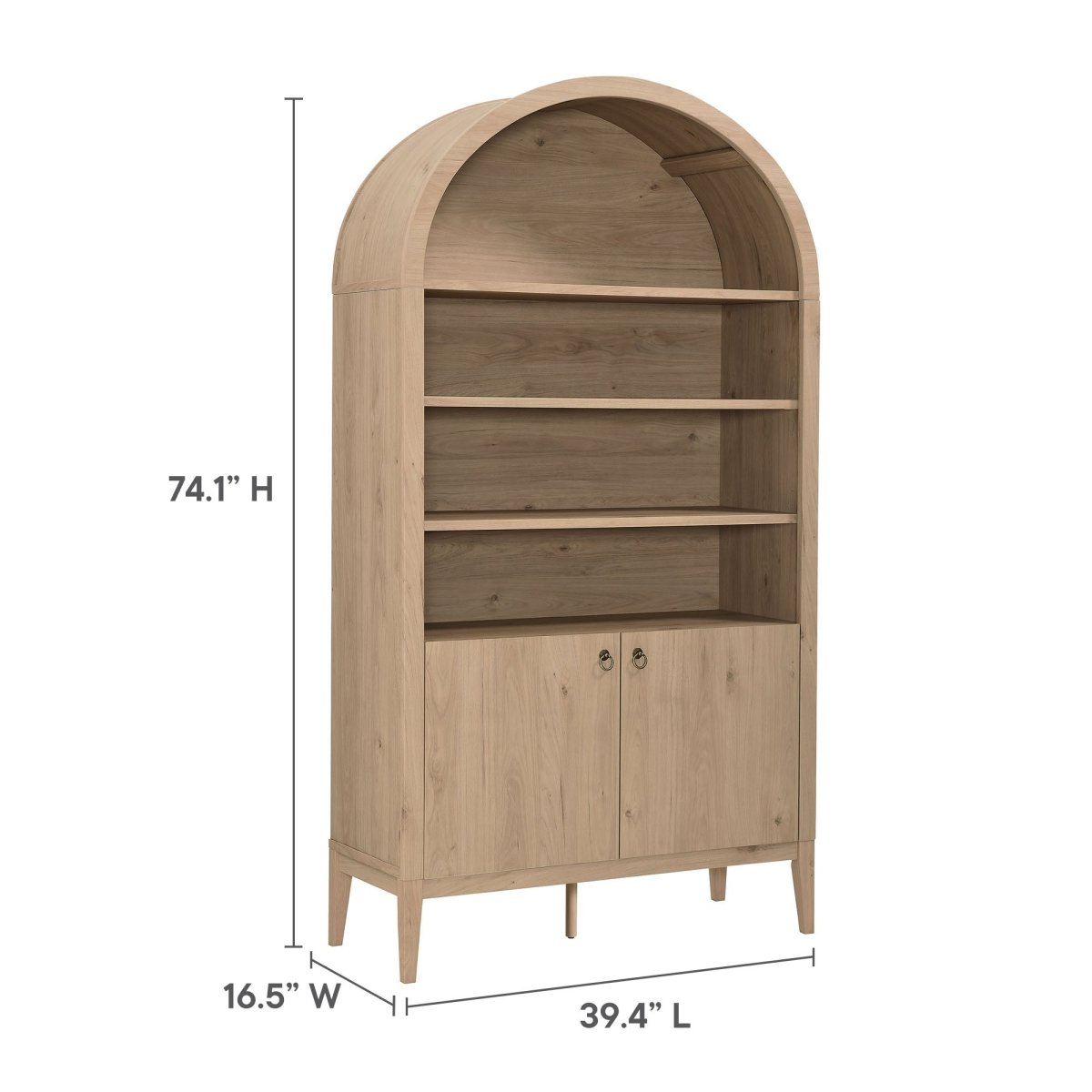 74" Tall Arched Storage Display Cabinet and Bookshelf - Bookcases available at Alpine Outlets in Denver