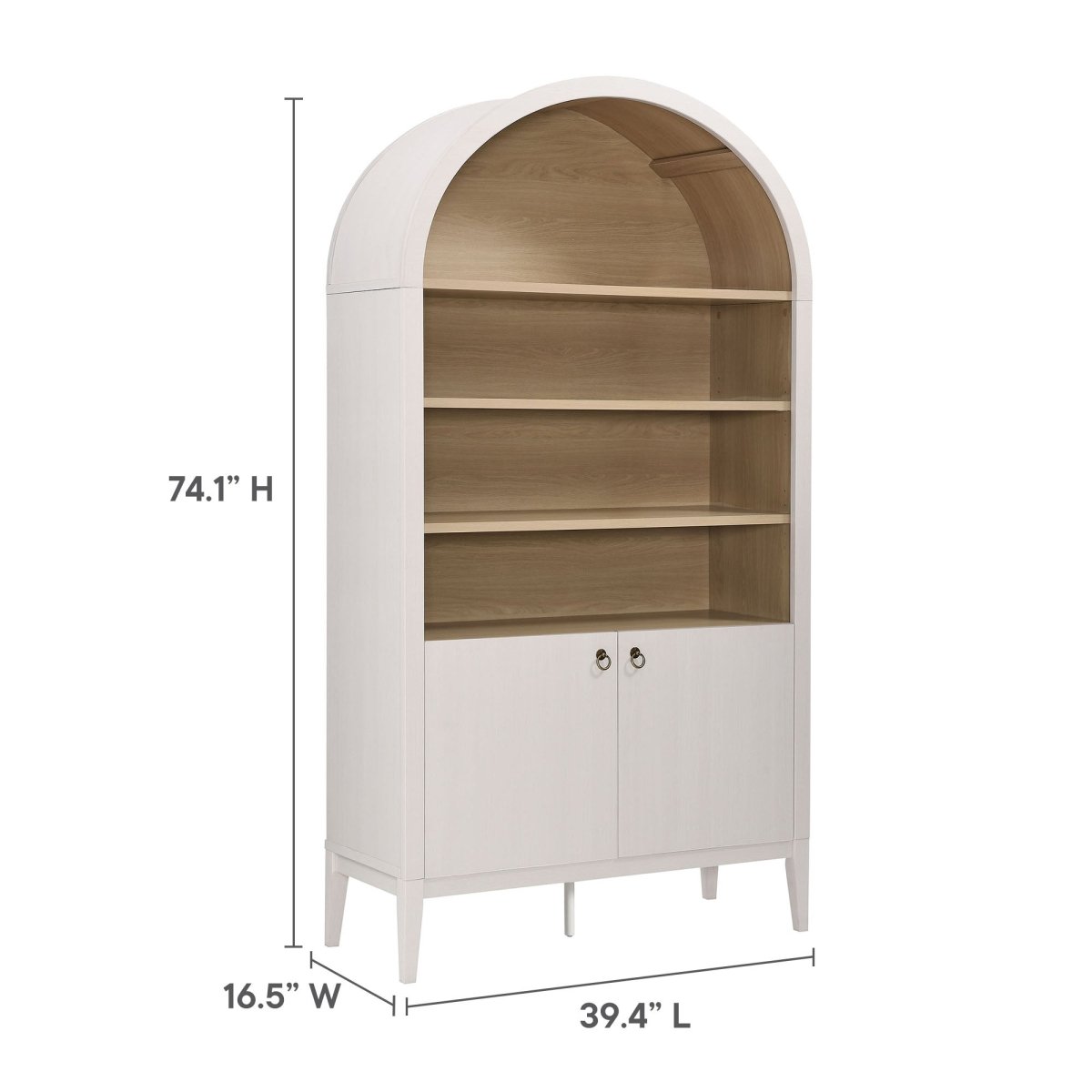 74" Tall Arched Storage Display Cabinet and Bookshelf - Bookcases available at Alpine Outlets in Denver