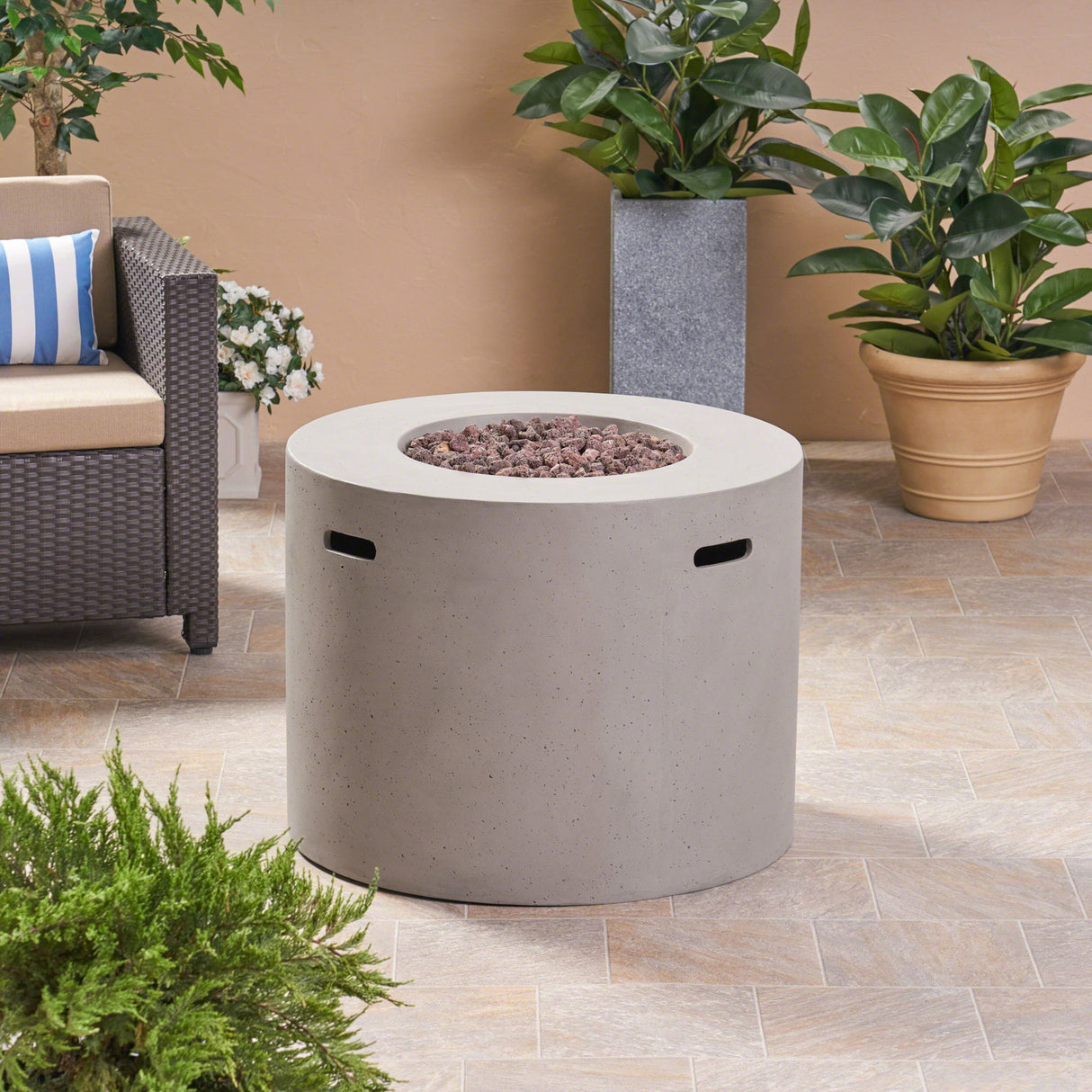 Round Propane Fire Pit Table Modern Outdoor Patio Heater 40000 BTU