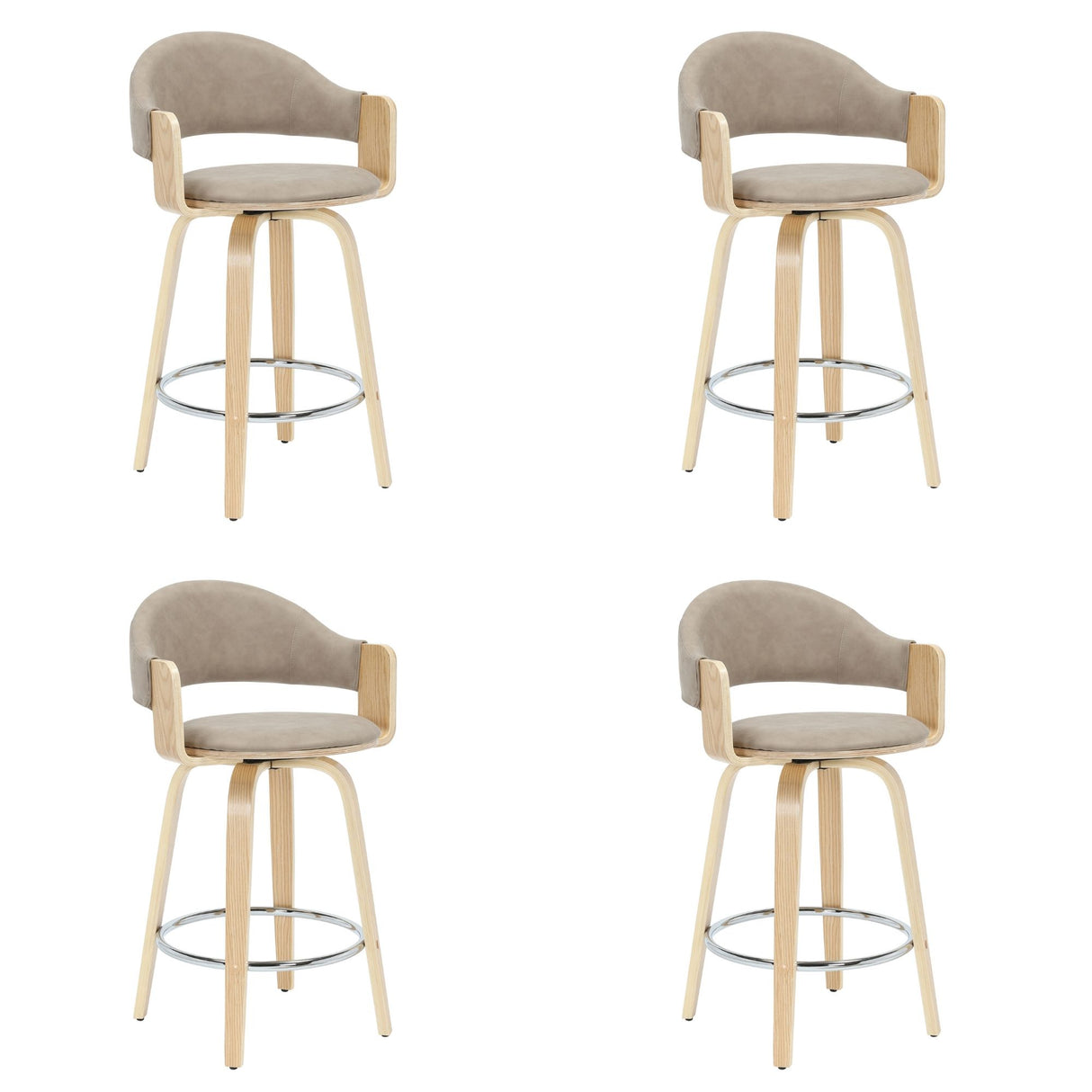 Daxton - Swivel Counter Height Round Back Wood Bar Stool With Faux Leather Seat