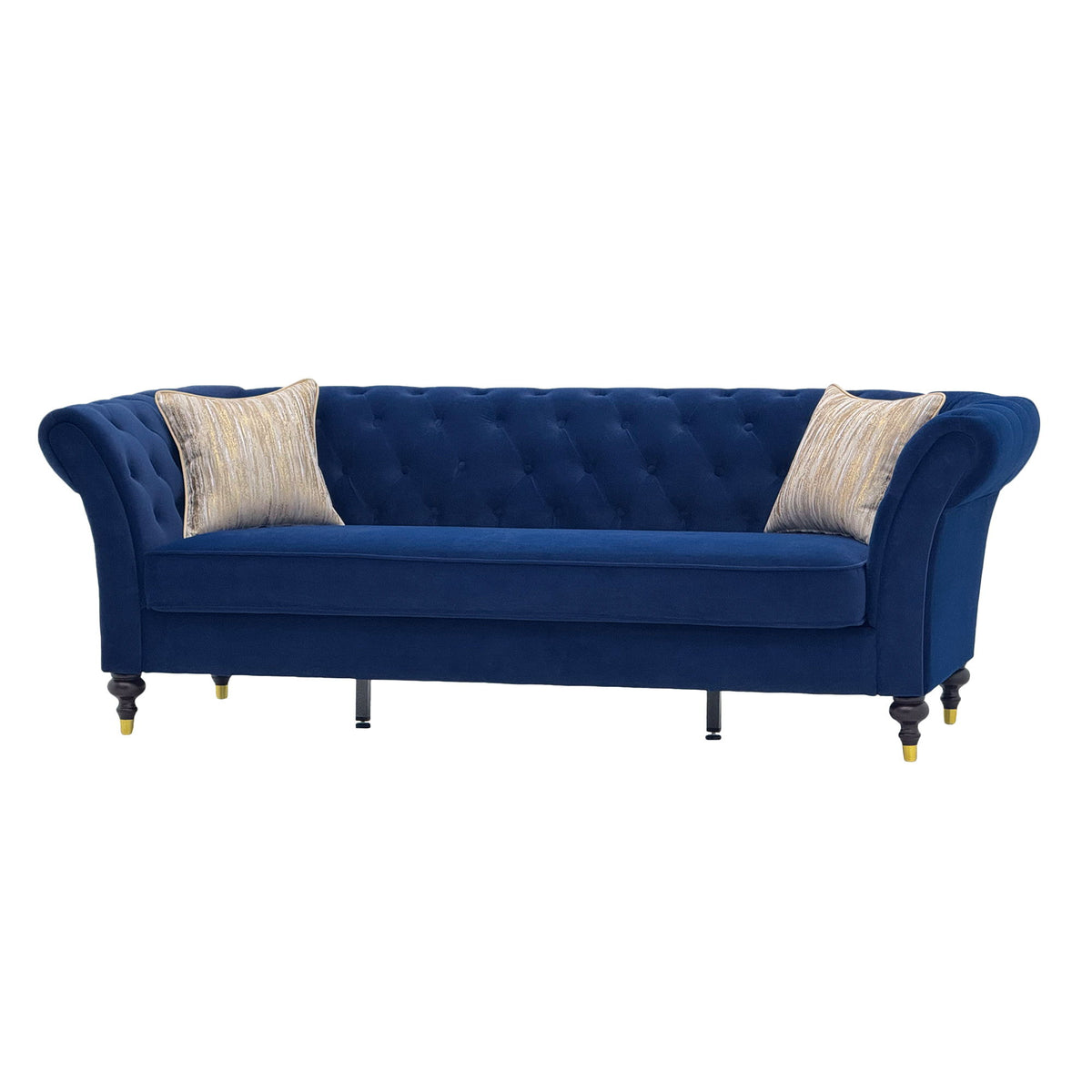 Chesterfield Sofa, 3 Seat Couch With Deep Button Tufted Back, Rolled Arms