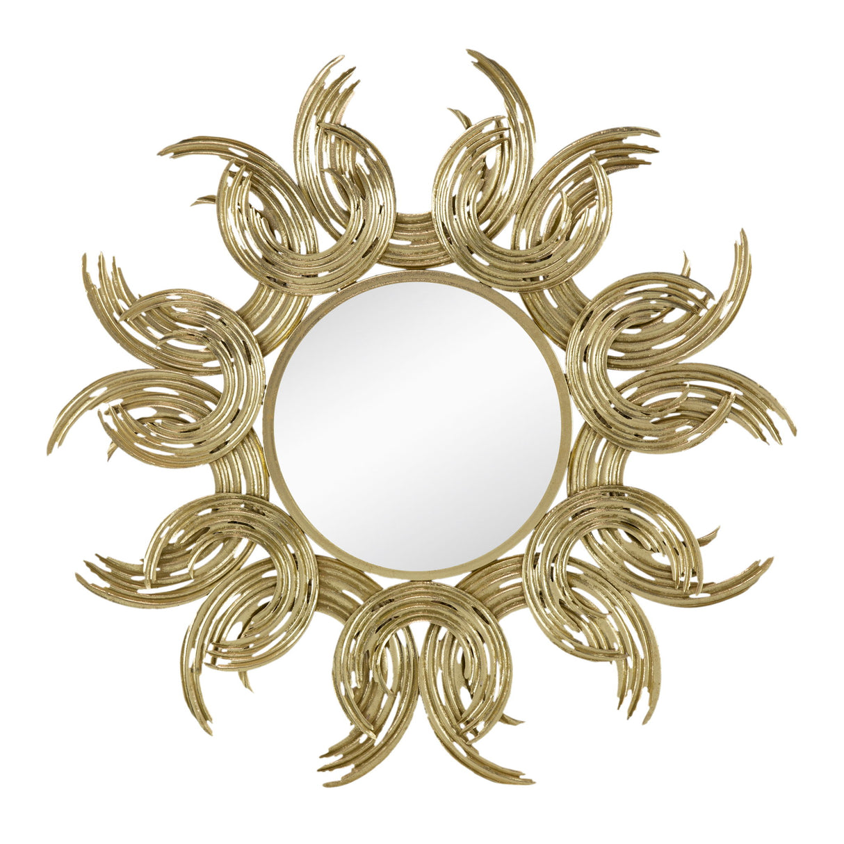 Sunburst Metal Decorative Mirror With, Boho Wall Decor Sun Mirror For Living Room Bathroom Enterway - Gold - Wall Mirrors - Alpine Outlets