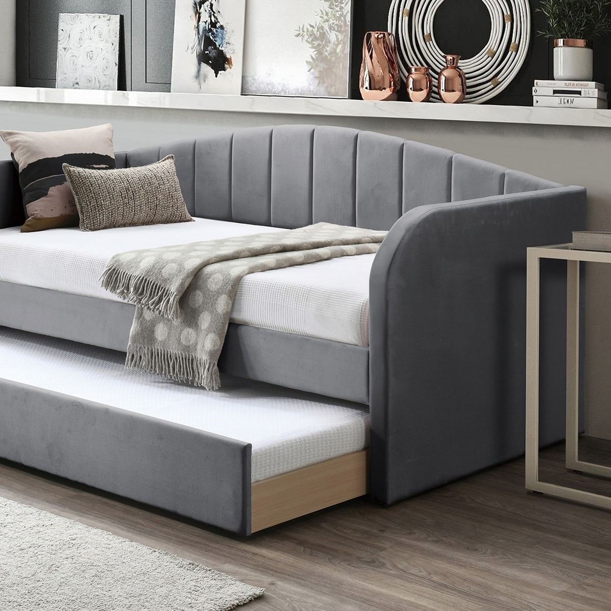 Daybed Trundle With Slat Support - Gray