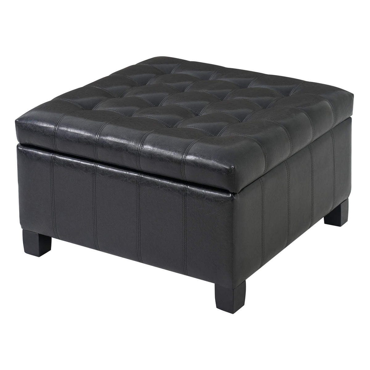 Square Tufted Indoor Ottoman With Lift-Top Storage