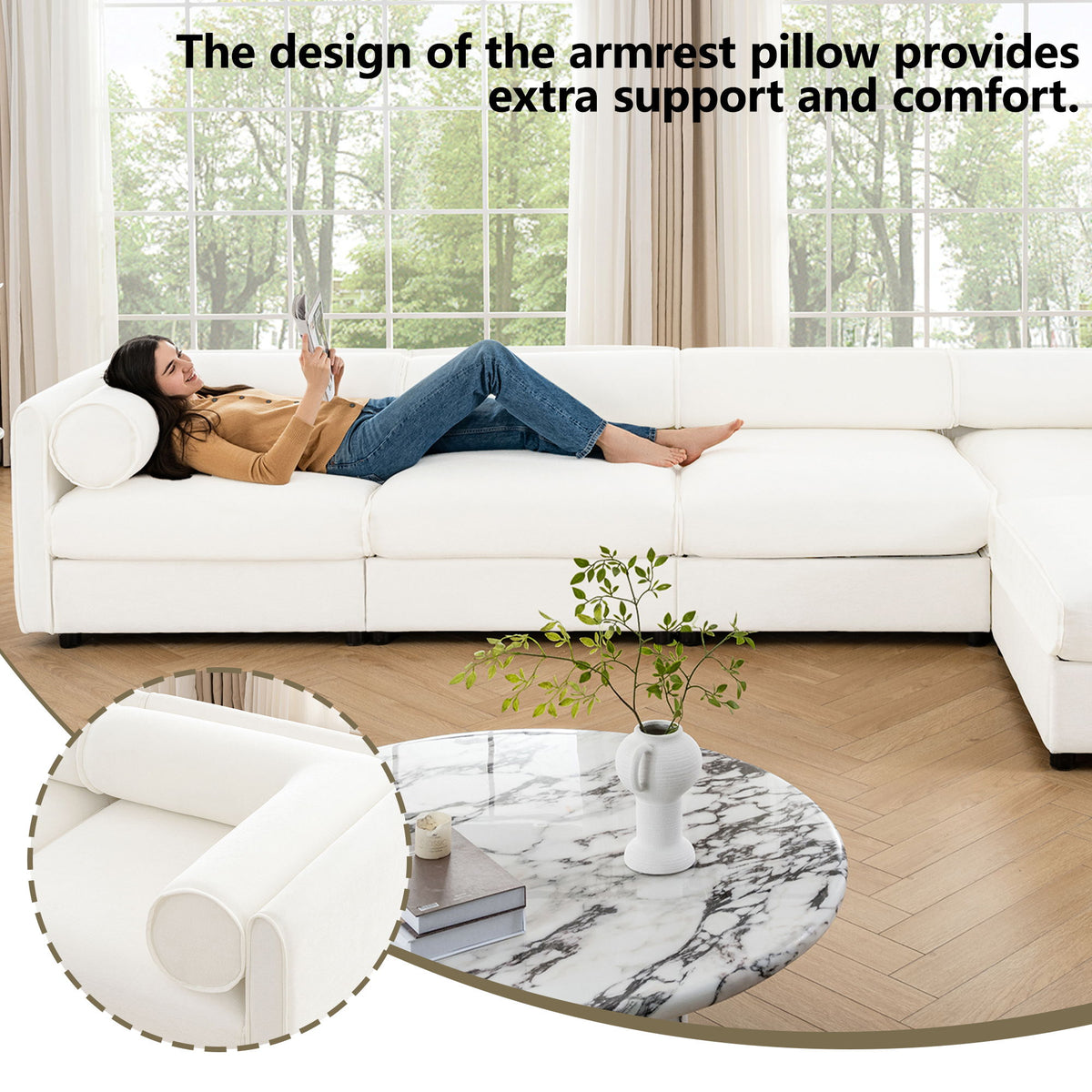 Modern Modular Sectional Sofa With Storag, Contemporary Cylindrical Design