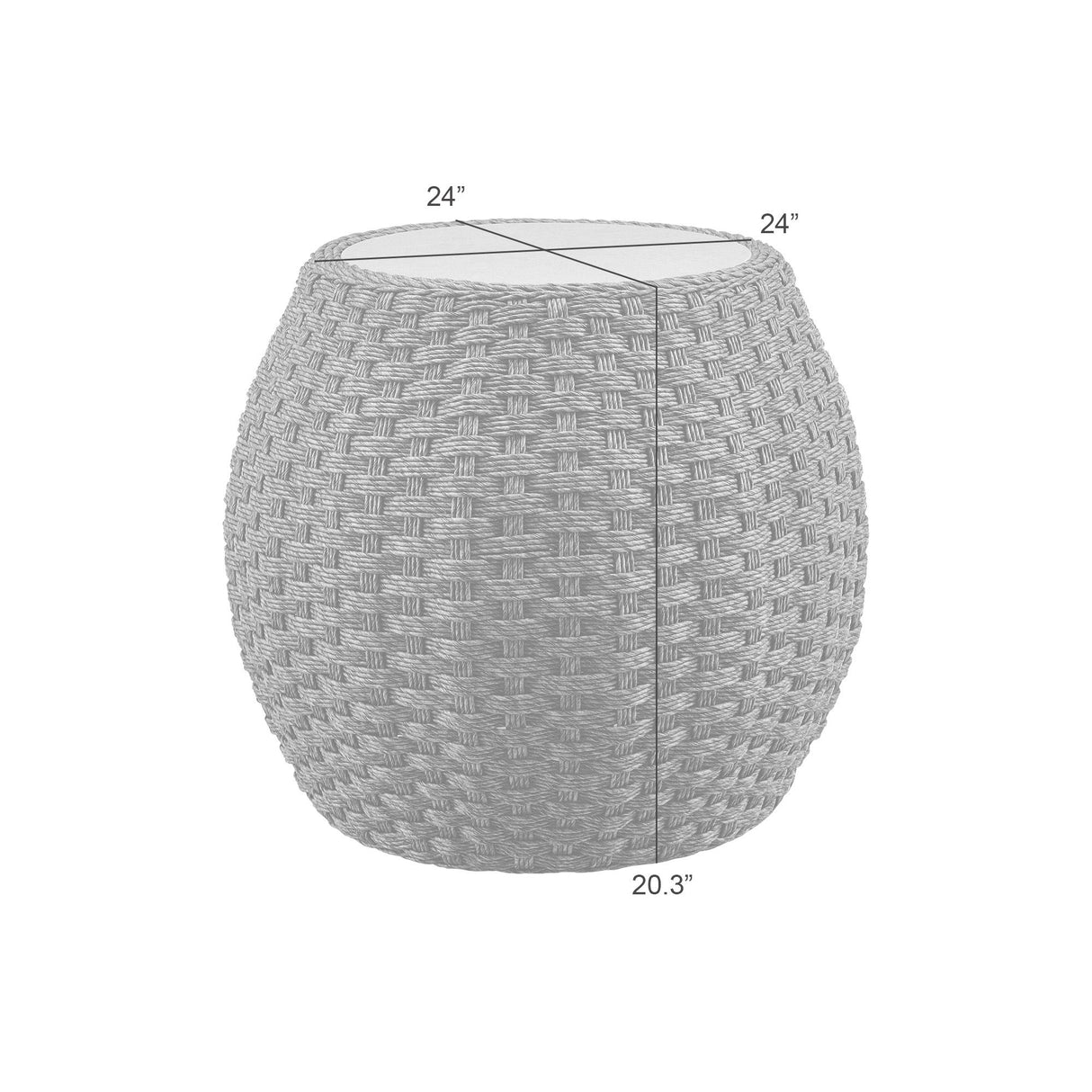 Kobalt - Rattan Round Outdoor Side Table With Sintered Stone Table Top - Beige