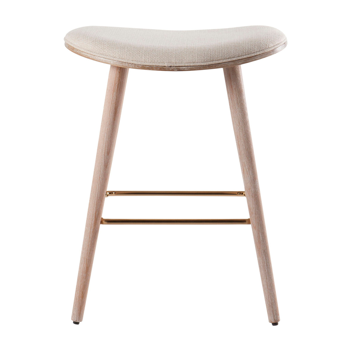 Saddle - Contemporary Counter Stool (Set of 2) - White Washed / Cream