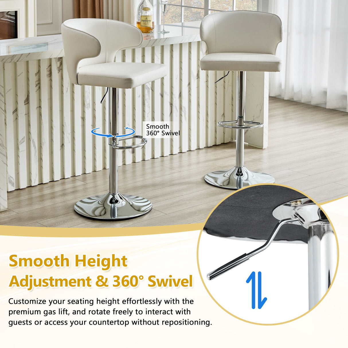 Adjustable Swivel Bar Chair With Ergonomic High Back Design