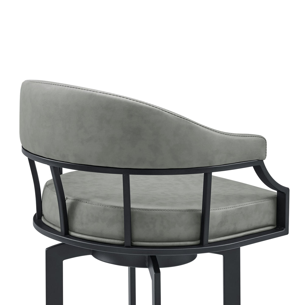 Edy - Swivel 30" Black Finish And Faux Leather Bar Stool - Gray