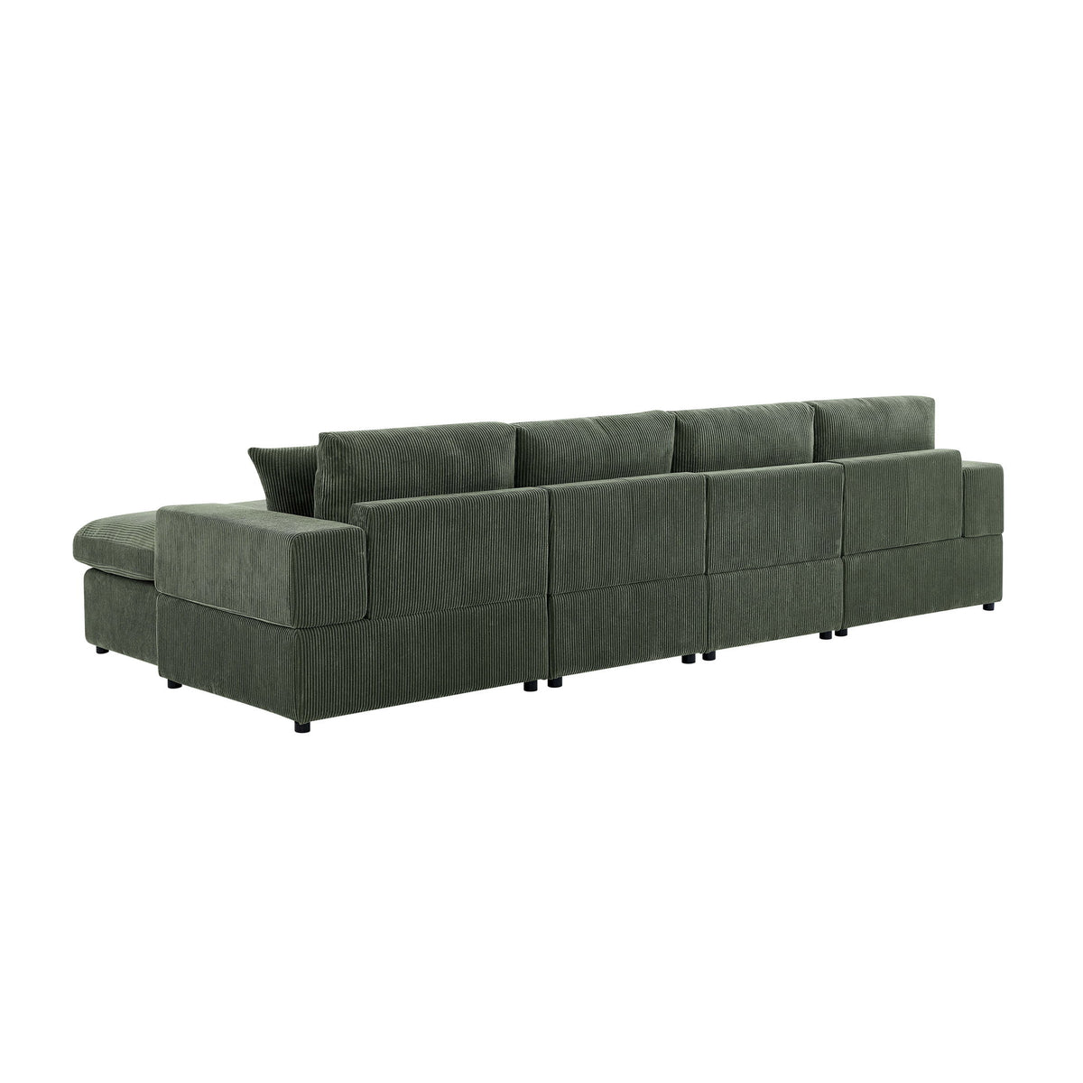 Upholstered Symmetrical Modular Sectional With 6 Seating Options And Movable Ottomans - Dark Green