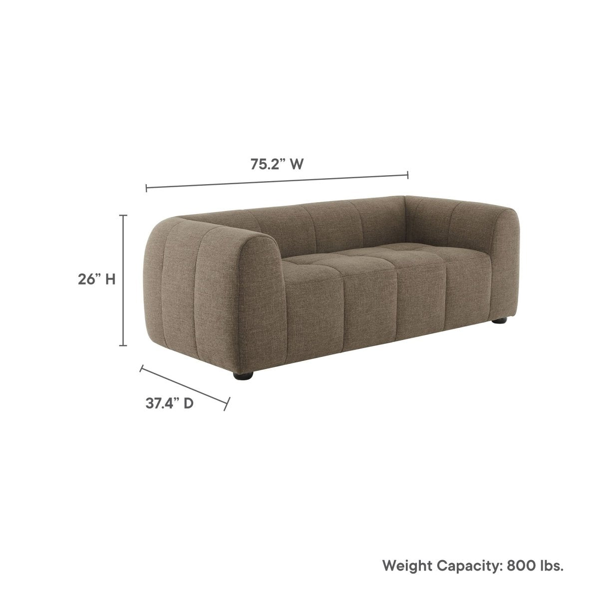 75 - Inch Liana Upholstered Fabric Deep Seat Loveseat - Loveseats available at Alpine Outlets in Denver