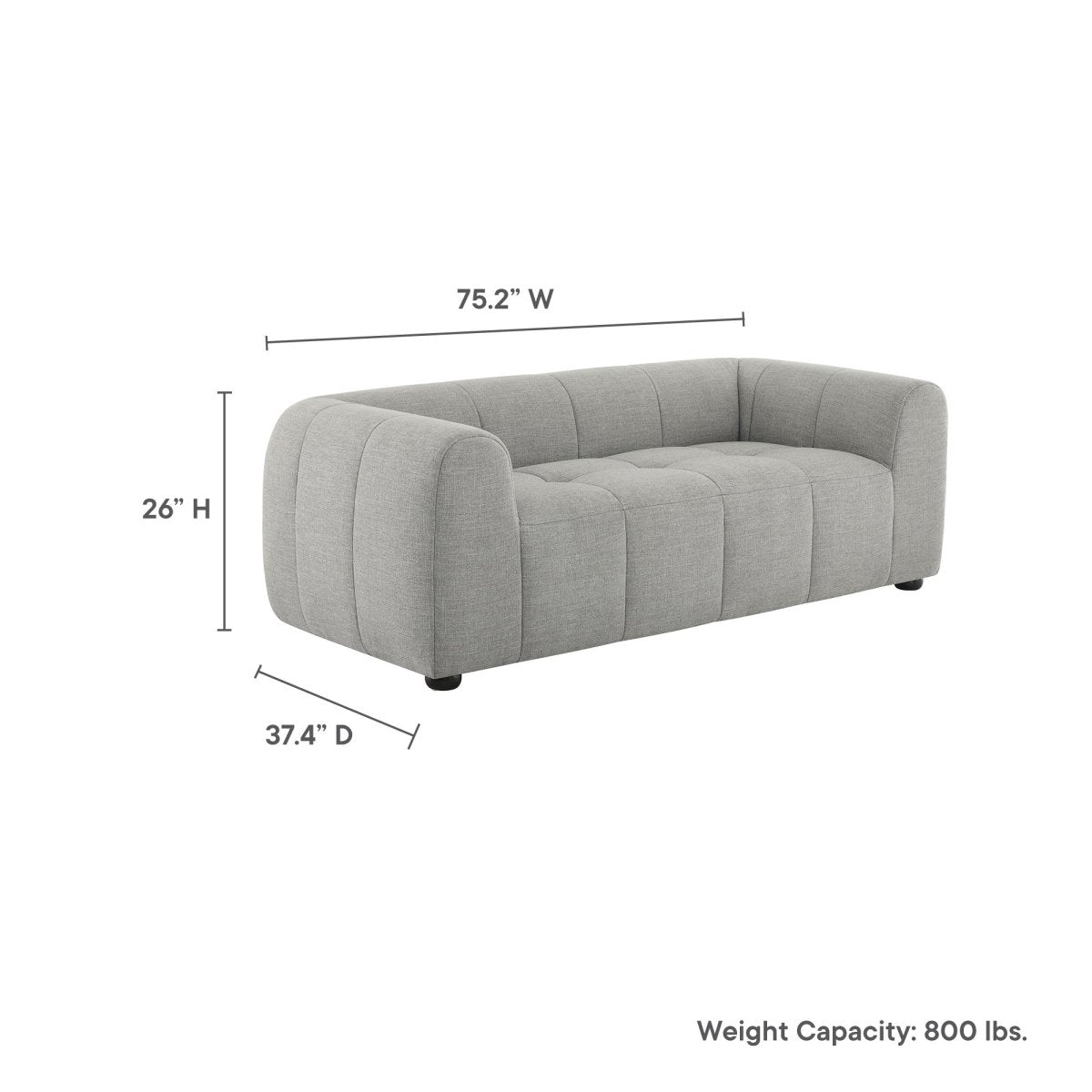 75 - Inch Liana Upholstered Fabric Deep Seat Loveseat - Loveseats available at Alpine Outlets in Denver