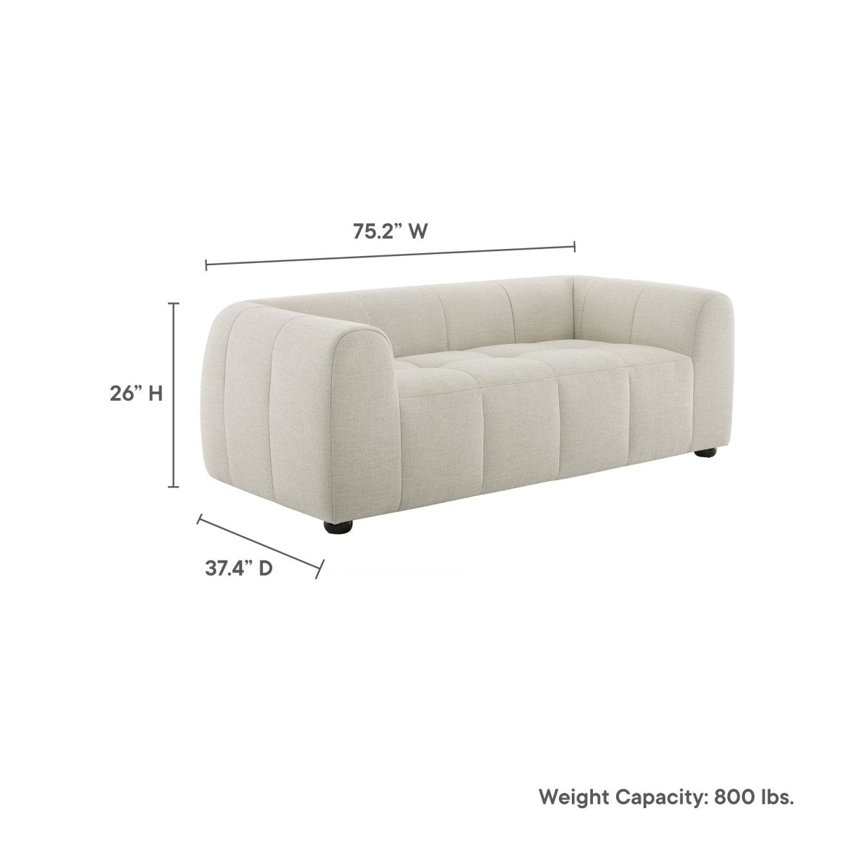75 - Inch Liana Upholstered Fabric Deep Seat Loveseat - Loveseats available at Alpine Outlets in Denver