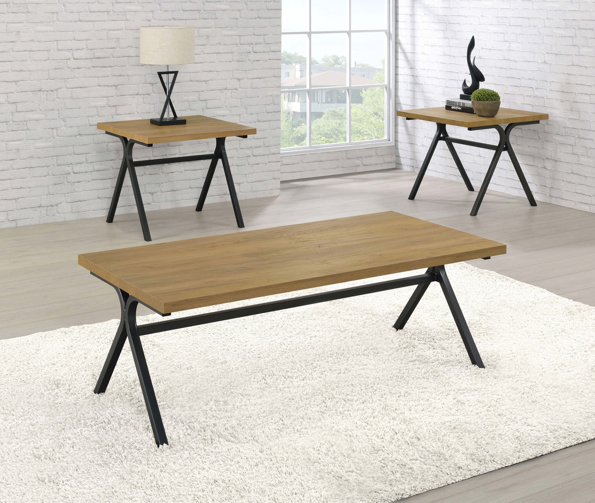 Colmar 3-Piece Coffee Table Set, Golden Oak