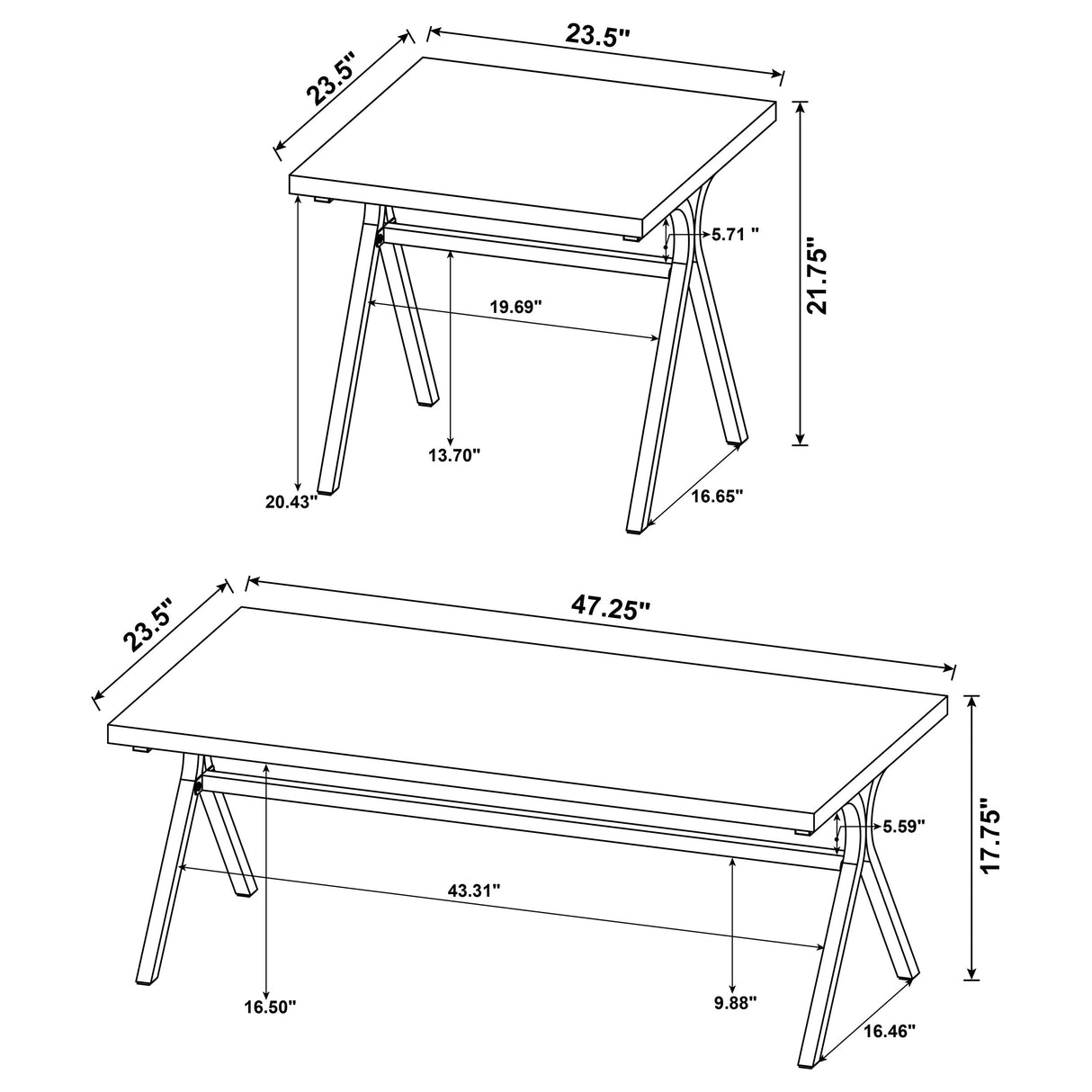 Colmar 3-Piece Coffee Table Set, Golden Oak