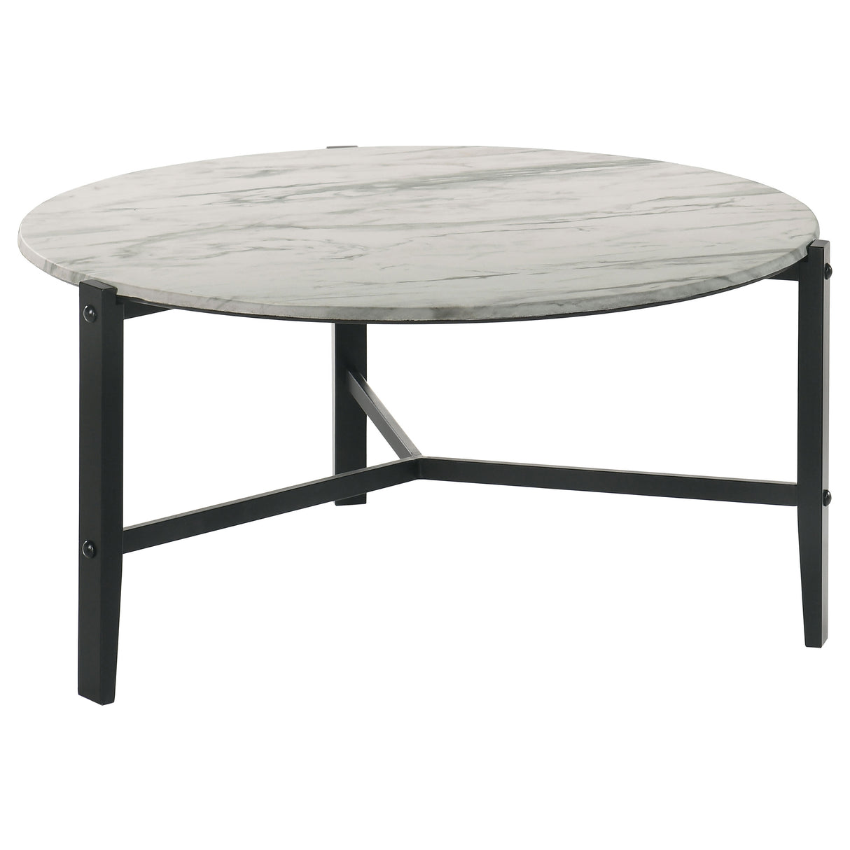 Tandi Round Faux Marble Coffee Table, White and Black