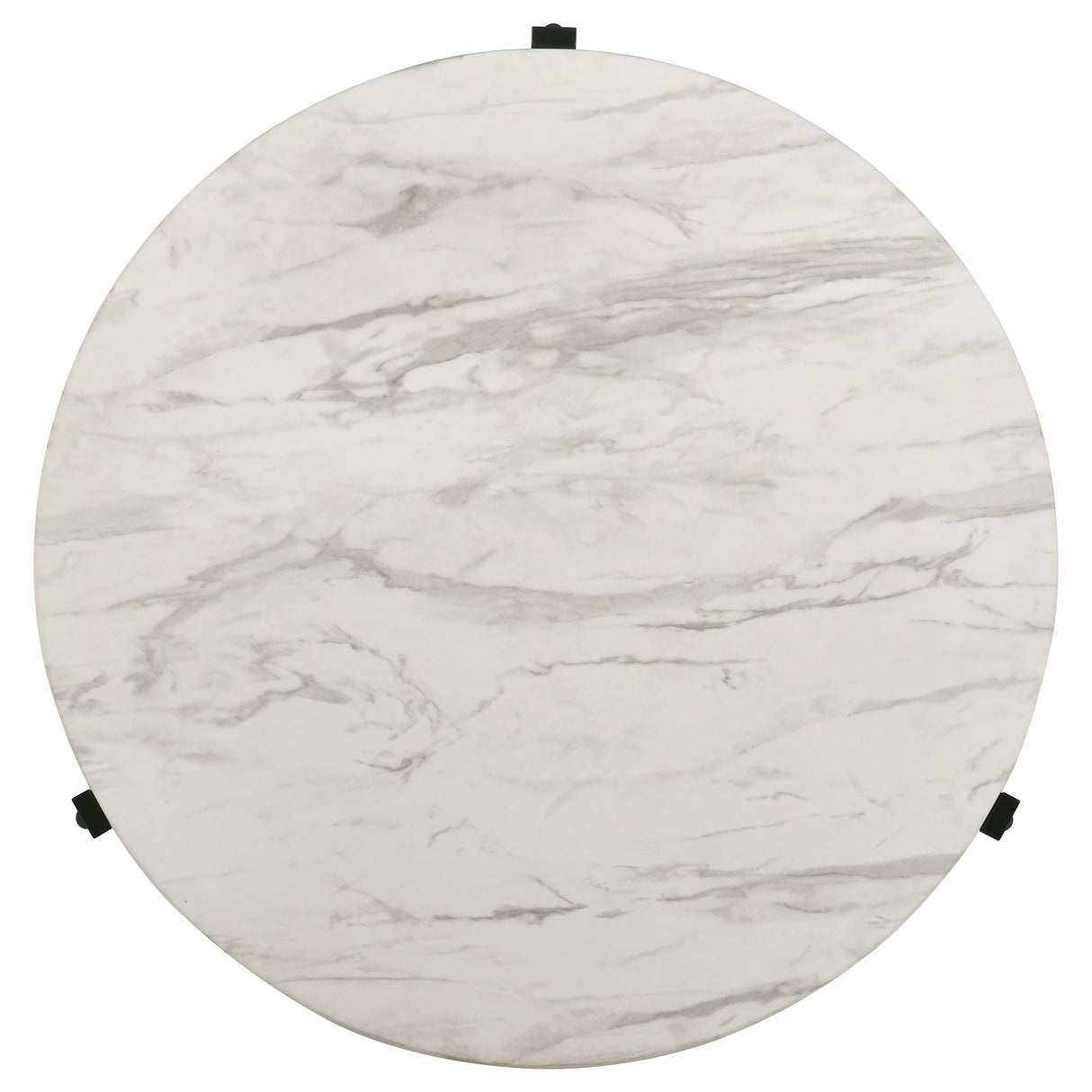 Tandi Round Faux Marble Coffee Table, White and Black