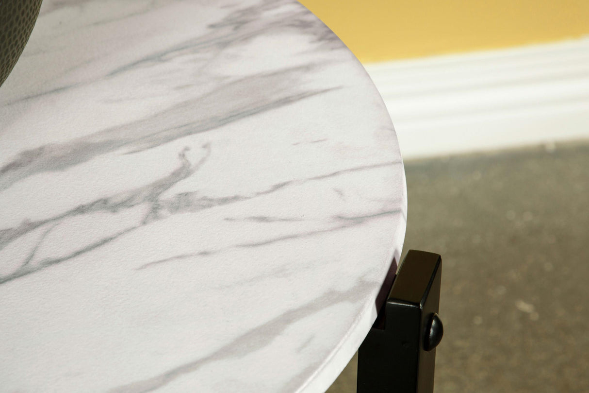 Tandi Round Faux Marble Coffee Table, White and Black