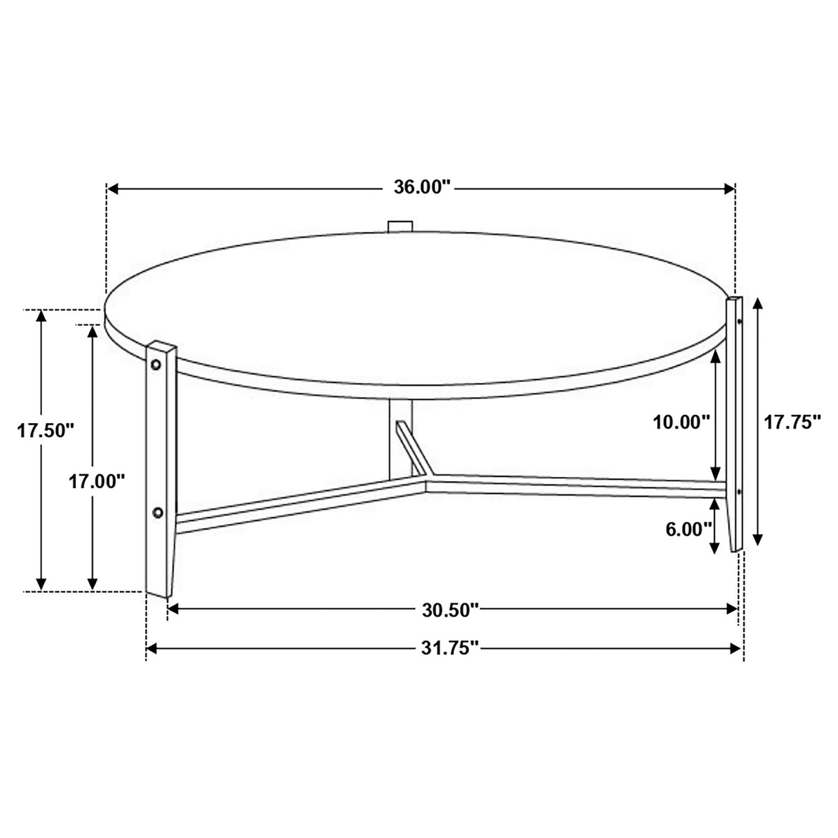 Tandi Round Faux Marble Coffee Table, White and Black