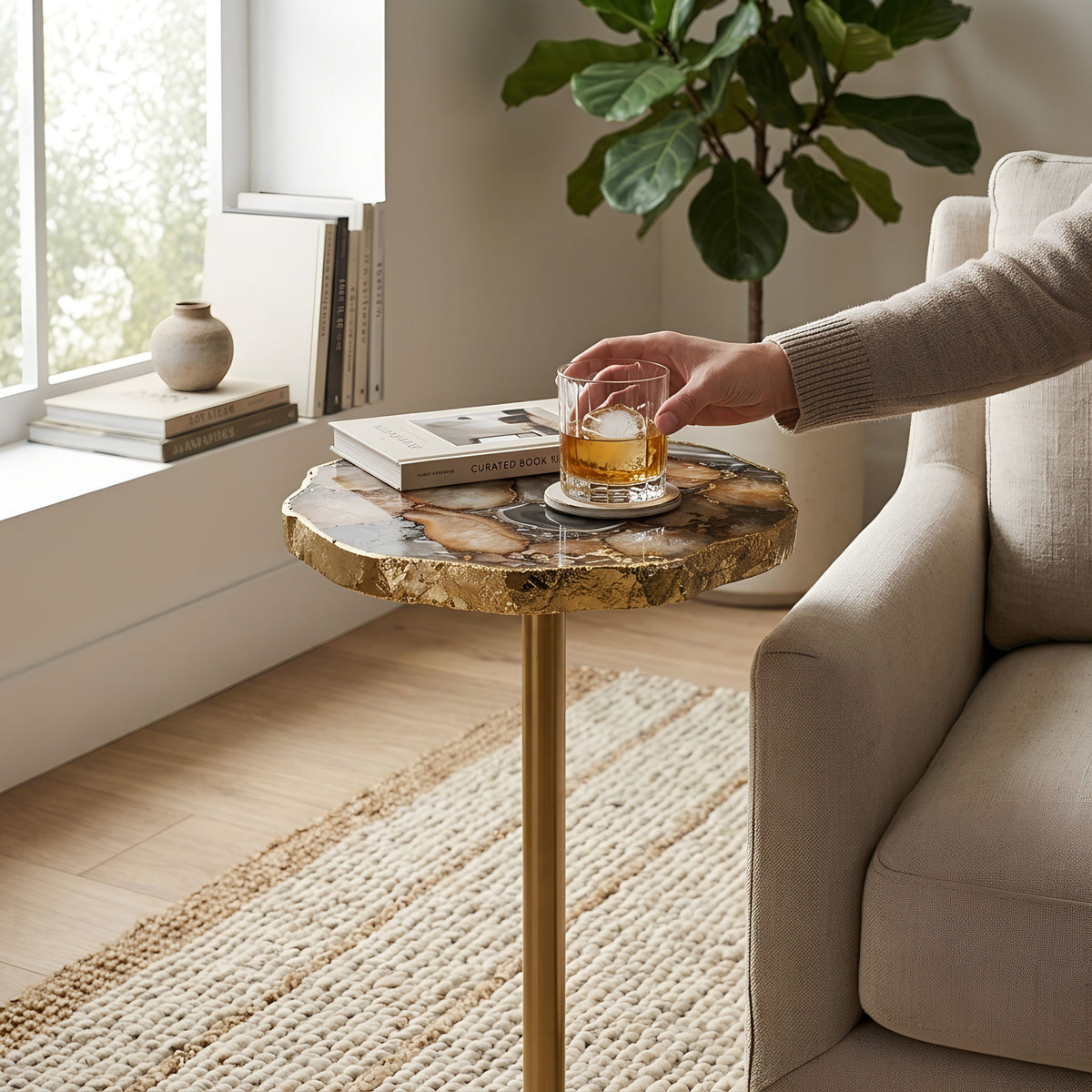 Champaign - Round Accent Table - Gold