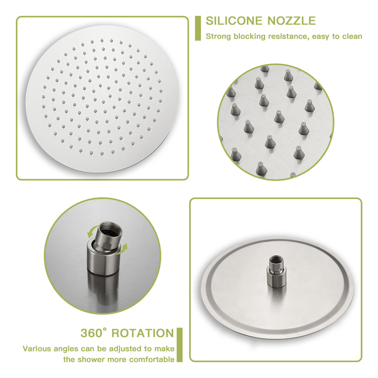 Round Shower Set With Dual Shower Heads And Hand Shower, 10" Top Spray - Brushed Nickel