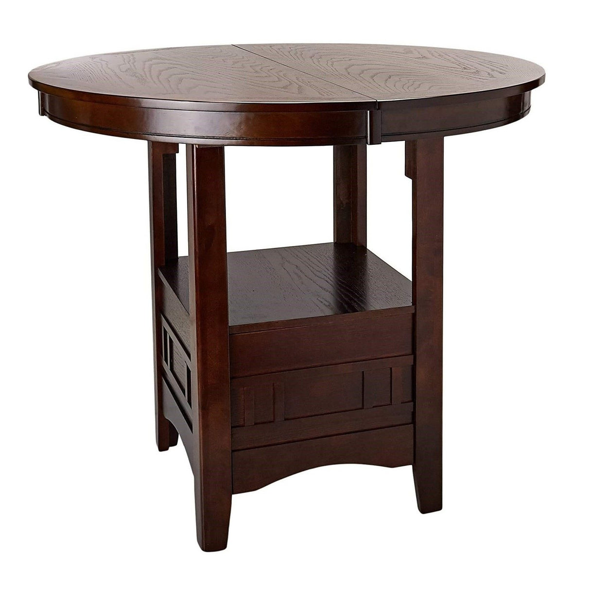 Round Counter Height Dining Table Only With Shelves - Brown Mix