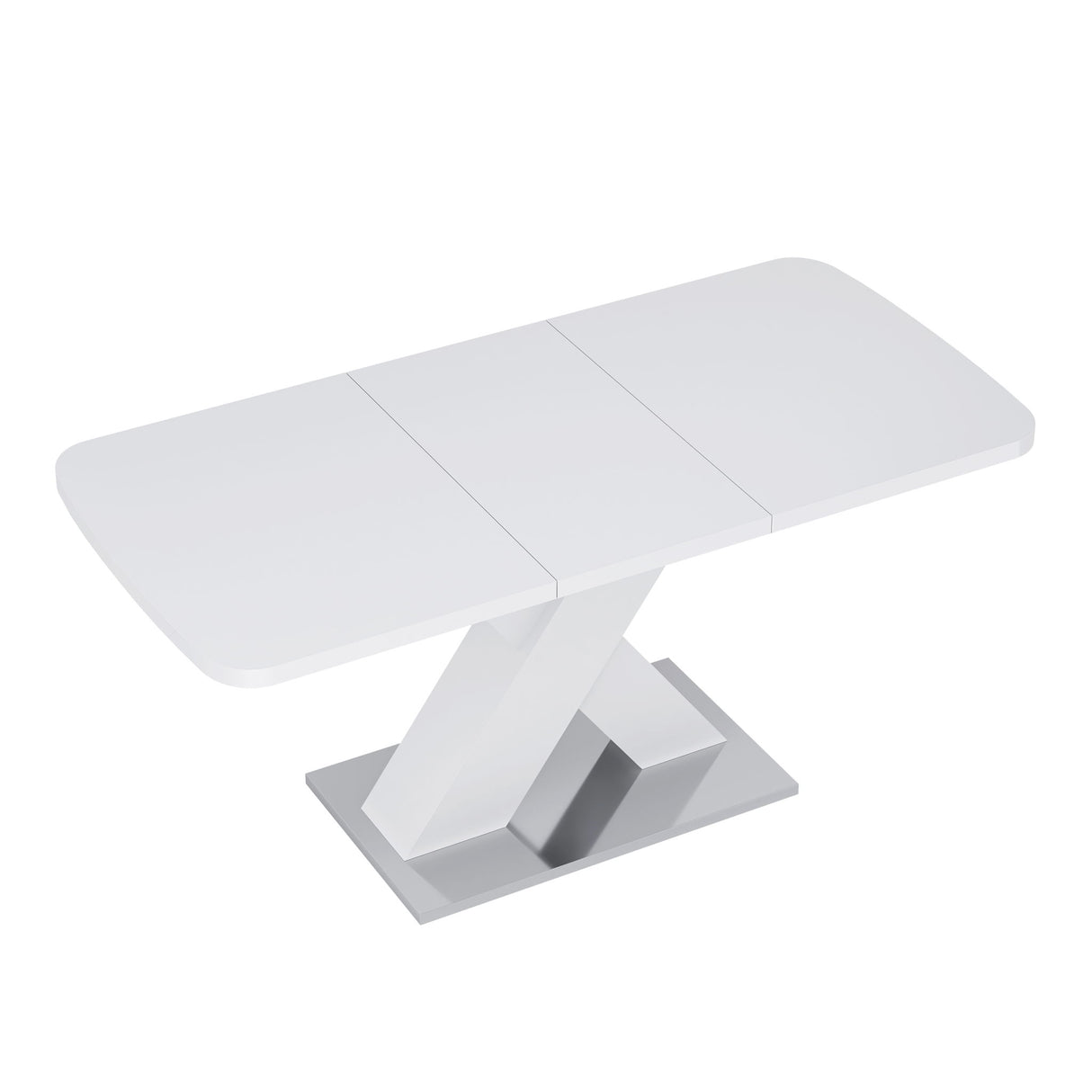Rectangle Dining Table, Stretchable, X Shape Legs - White