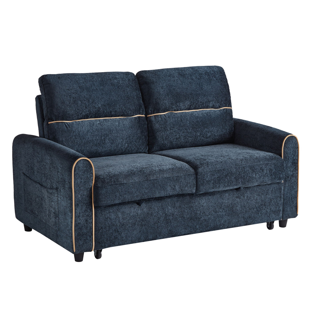 Pull Out Sofa Bed With Adjustable 3 Position Backrest, USB Charging Ports, Side Pockets