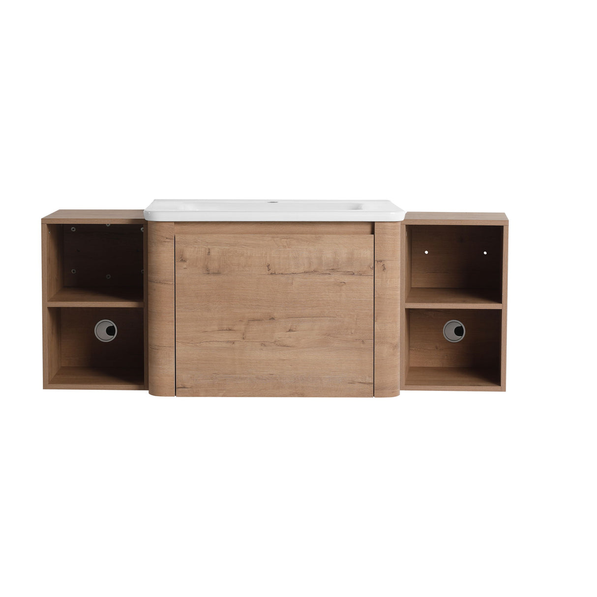 Wall Mounted Bathroom Vanity With Sink, Storage Shelves & Soft Close Door