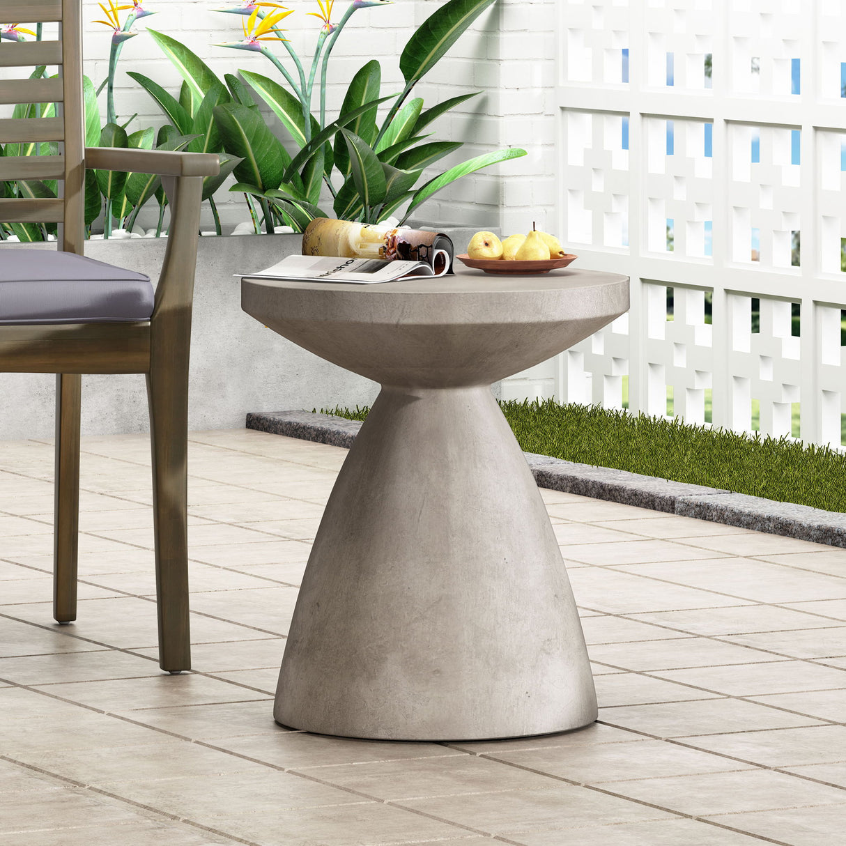 Outdoor Lightweight, Concrete Side Table - Light Gray