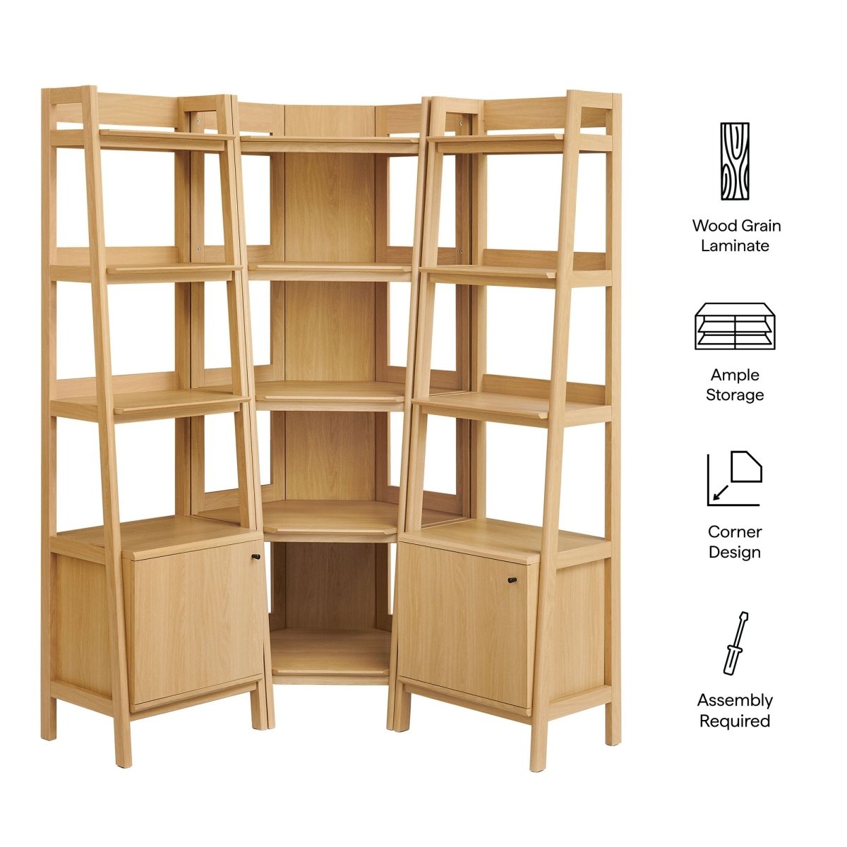 76" 3 - Piece Wood Corner Bookshelf Set with Narrow Units - Bookcases available at Alpine Outlets in Denver