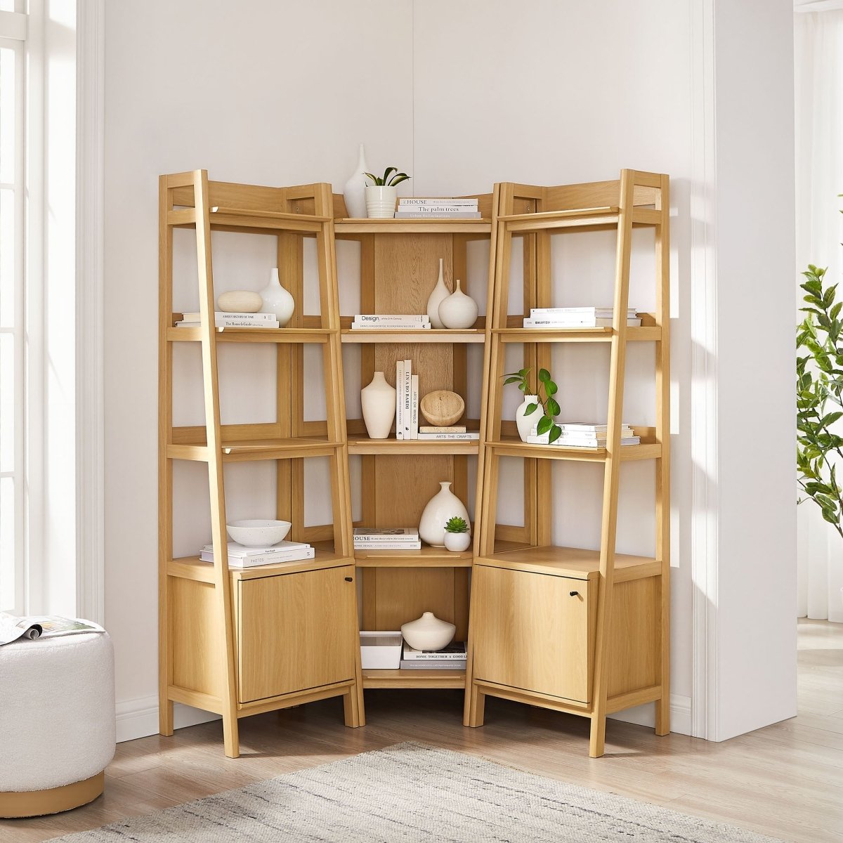 76" 3 - Piece Wood Corner Bookshelf Set with Narrow Units - Bookcases available at Alpine Outlets in Denver