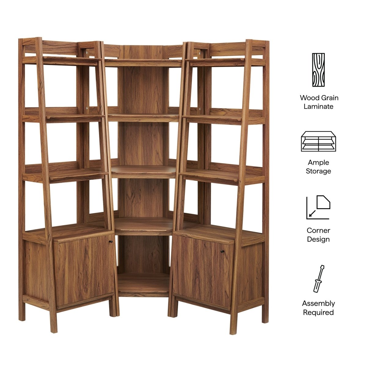 76" 3 - Piece Wood Corner Bookshelf Set with Narrow Units - Bookcases available at Alpine Outlets in Denver
