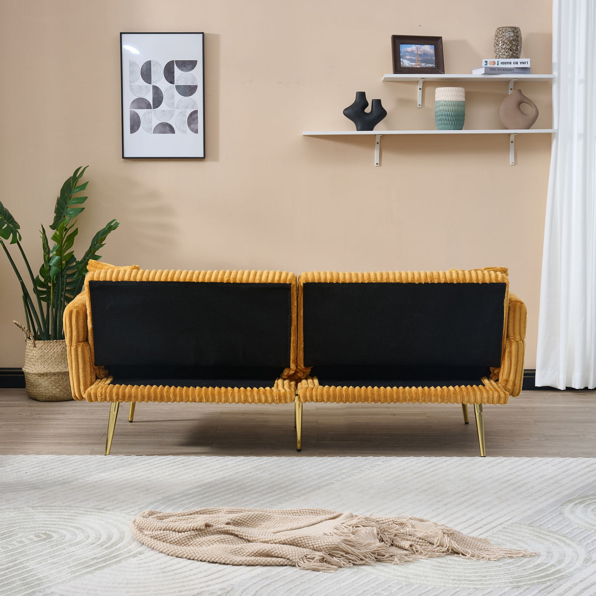 Luxury Foldable Double Sofa Bed With Folding Armrests
