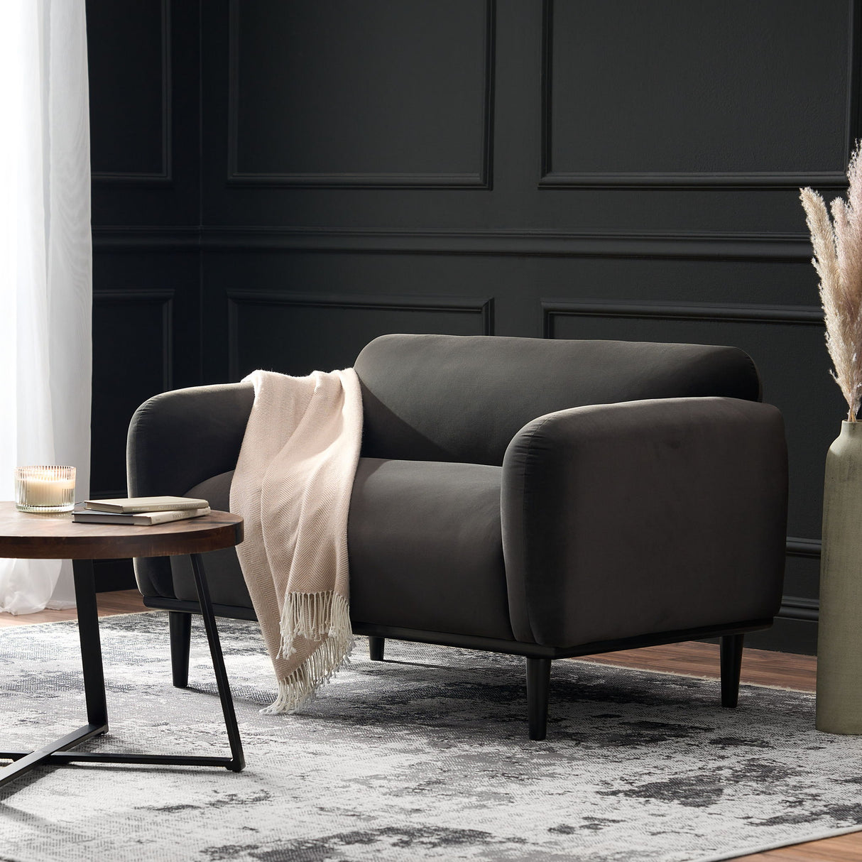 Sway - Upholstered Loveseat With Wood Legs And Round Arms