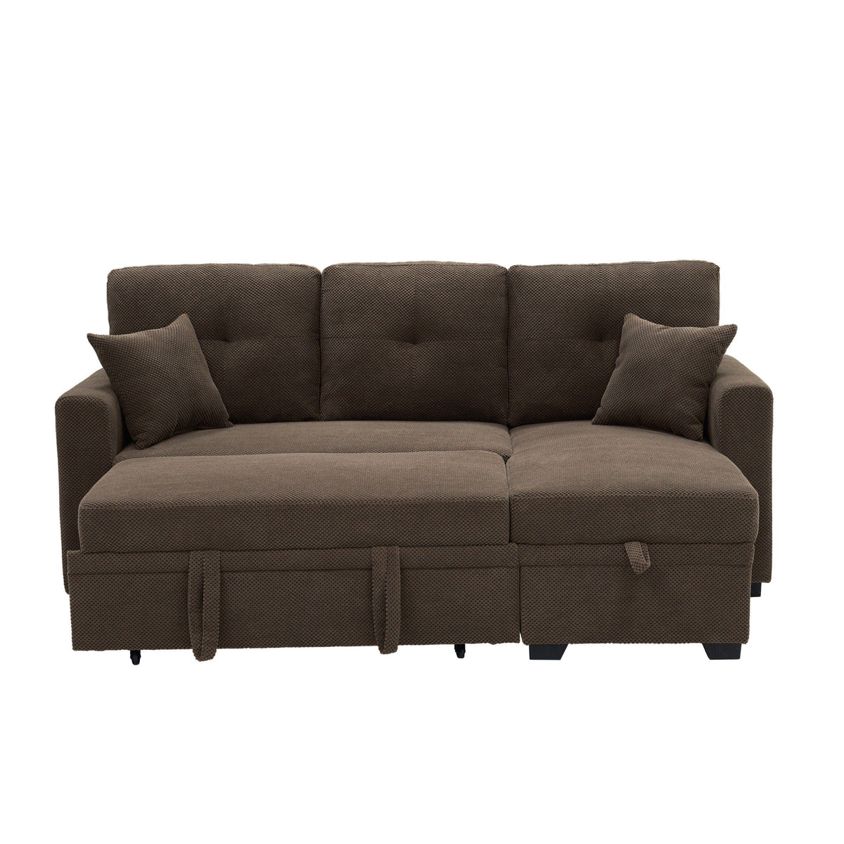 Sleeper Sectional Sofa With Pull Out Bed, Reversible Chaise, Hidden Storage
