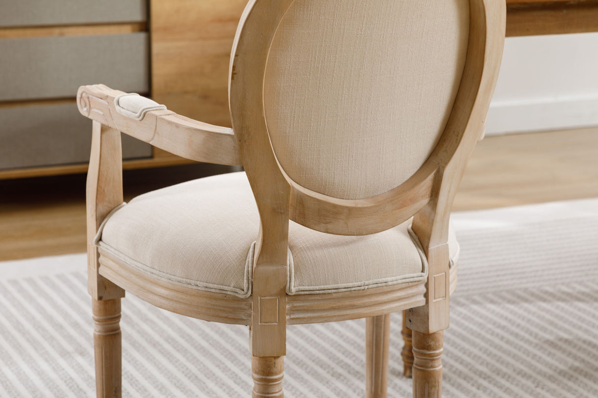 French Style Solid Wood Dining Chair (Set of 2) - Cream