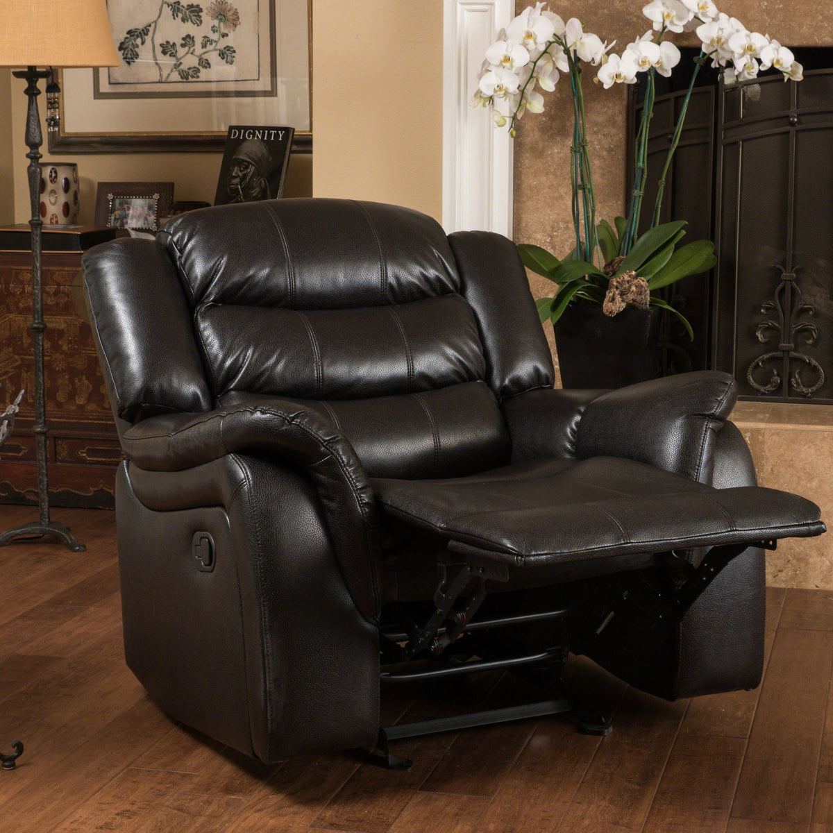 Classic Design Recliner, Upholstery Recliner, Glider Recliner - Black Berry