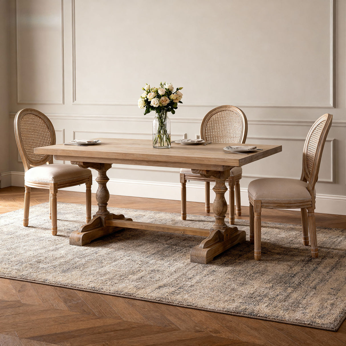 Dining Chairs, Upholstered With Round Back (Set of 2) - Beige