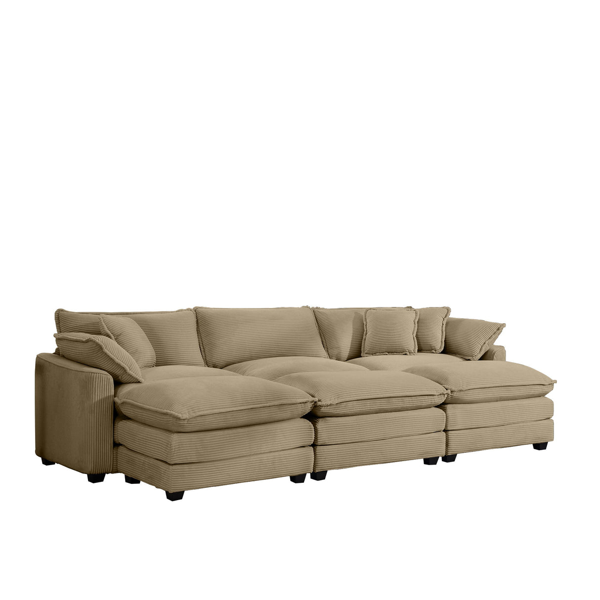 Oversized Modular Cushion Sofa With Ottoman, Low Back, Deep Seating Sofa Set