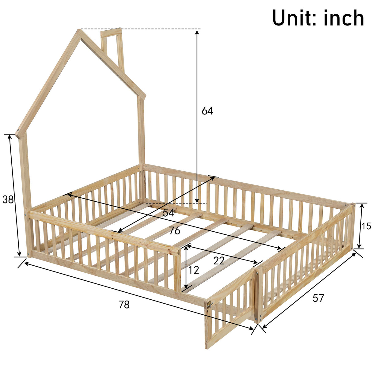 House Platform Bed With Guardrail