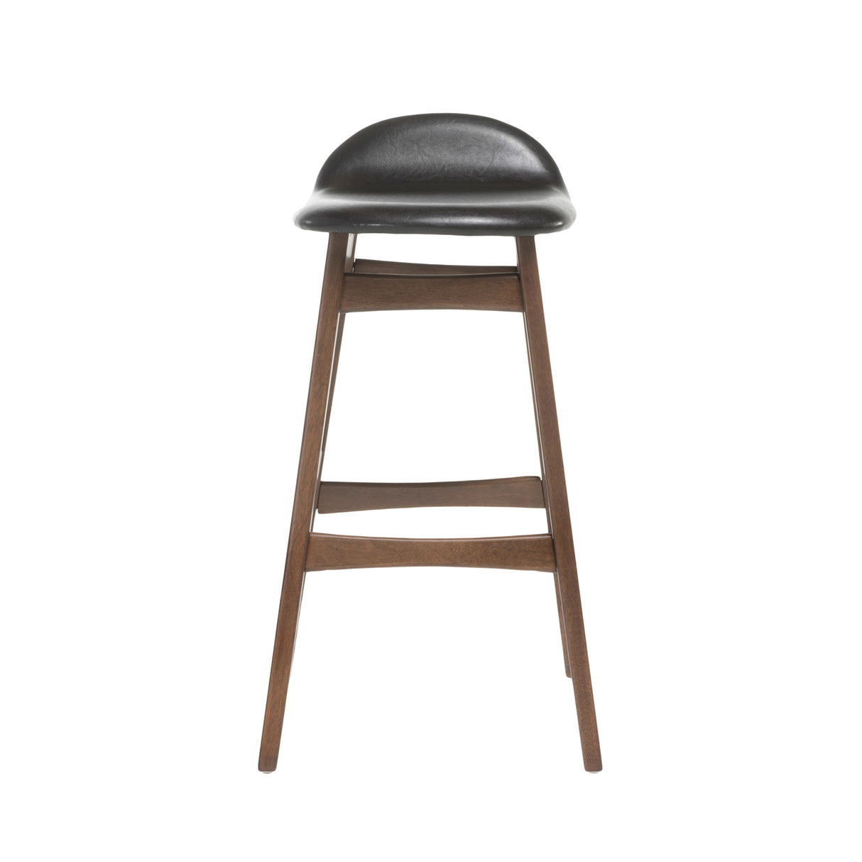 Contemporary Bar Stool With Stylish Seat And Small Backrest - Dark Brown