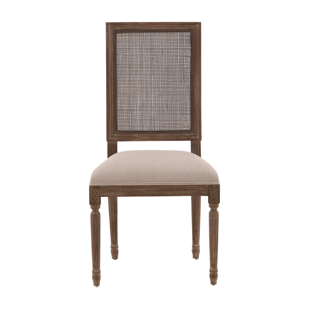 Linen & Oak - Caned Back Side Chair - Dark Brown / Beige