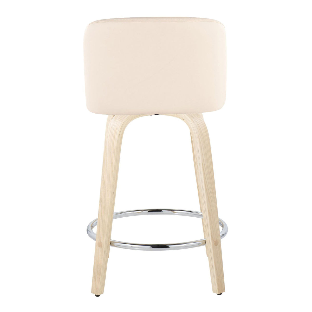 Toriano - Contemporary Fixed Height Counter Stool & Swivel And Round Footrest (Set of 2) - Natural / Cream