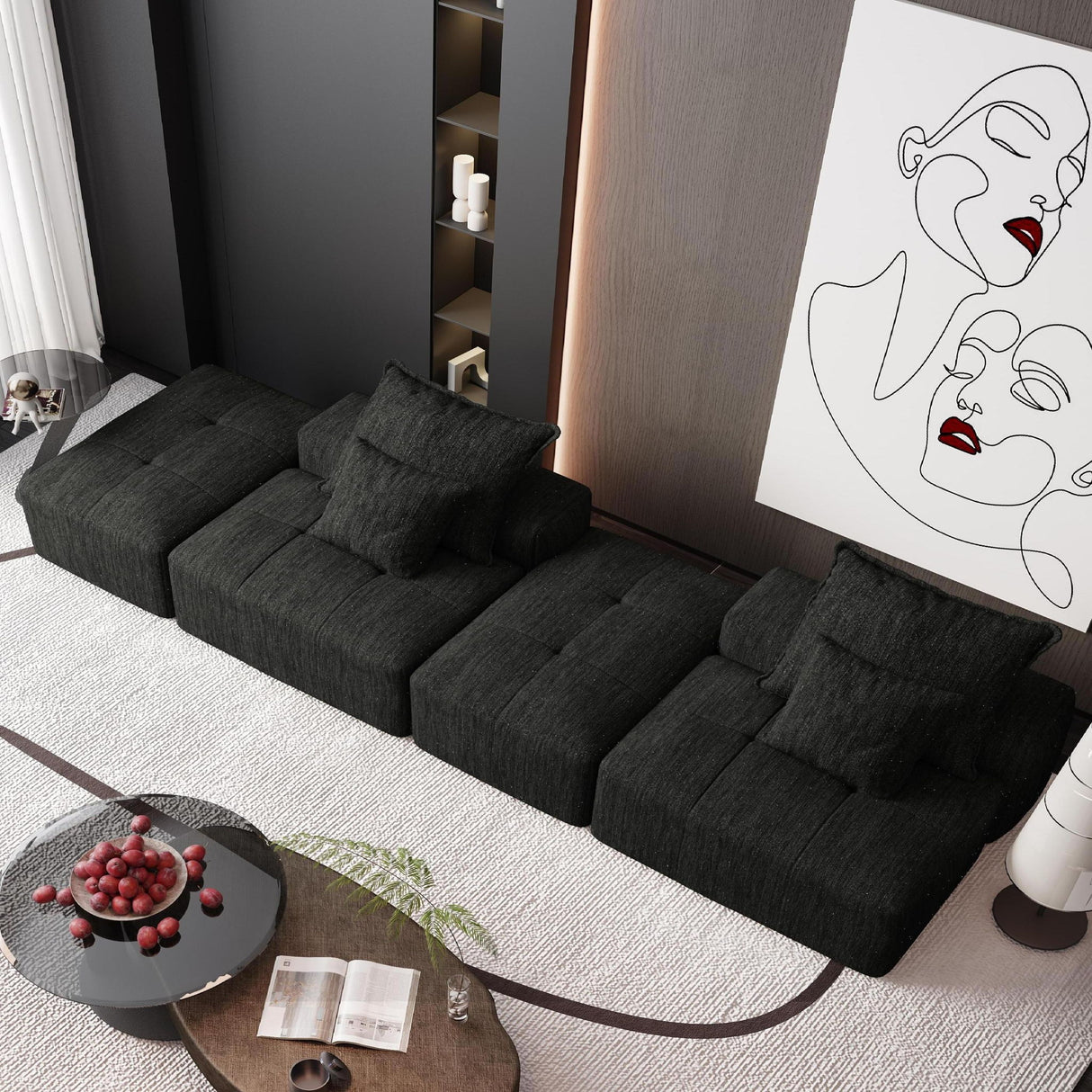 Modern Oversized Diy Combination Modular Sectional Sofa With Pillows