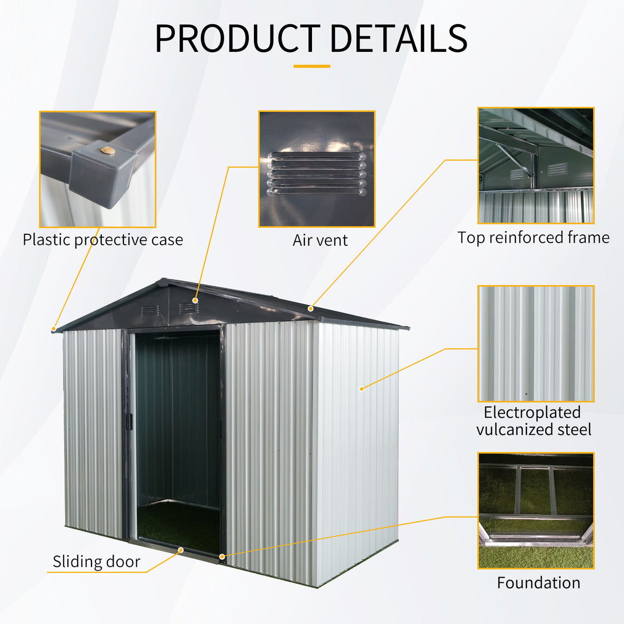 Outdoor Metal Storage Shed Garden Building with Sliding Door 8x4ft
