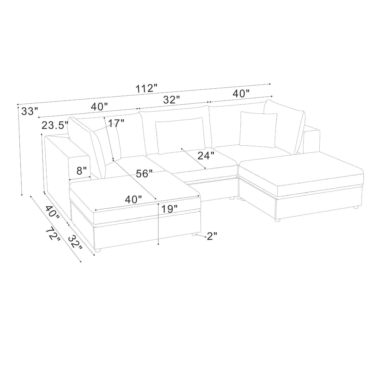 Modular Sectional & Custom Configuration, Toss Pillows